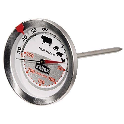 Xavax 2 -in -1 Termometro fritto - Fatto in acciaio inossidabile - Misurazione simultanea di cottura e temperatura del forno -