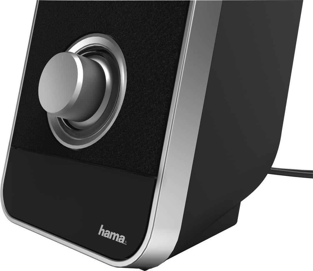 Hama Sonic LS-206 Nero Argento 6 W (Hama Sonic LS-206 2.0 Speaker System 3.5 mm Jack USB-A for Power Backlit Volume Control)