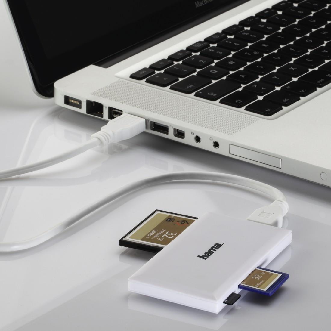 Hama 00181017 lettore di schede USB 3.2 Gen 1 3.1 Gen 1 Bianco (00181017 - Hama USB 3.0 Multi-Card Reader SD/microSD/CF/MS Whit