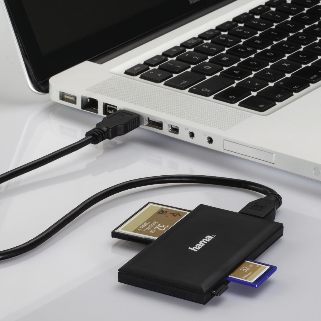 Hama Lettore USB 3.0 con cavo CF1 MMS MMS DUO MMS PRO MMS PRO DUO micro SD Micro SDXC MMC SD SDHC SDXC UHS-1 nero blister (USB