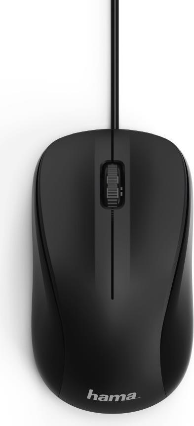 Hama MC-300 mouse Mano destra USB tipo A Ottico 1200 DPI (Hama MC-300 Wired Optical Mouse 1200 DPI USB 3 Buttons Black)