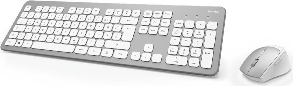 Set tastiera e mouse wireless Hama 00182676 argento bianco