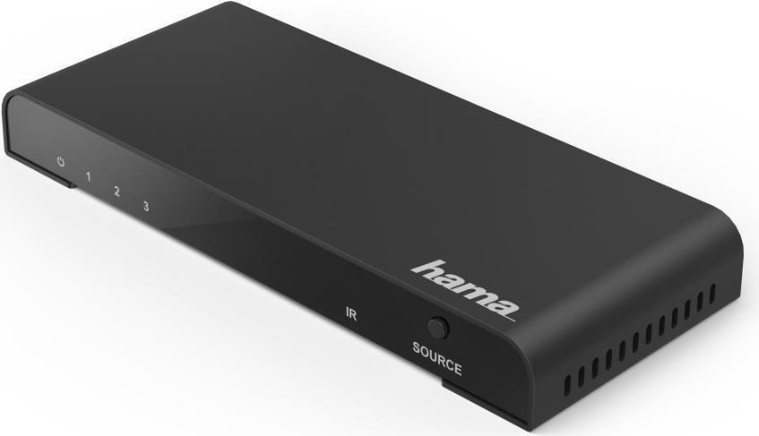 Hama 3x1 4K-HDMI Switch with Remote Control 3 Inputs 1 Output Aluminium