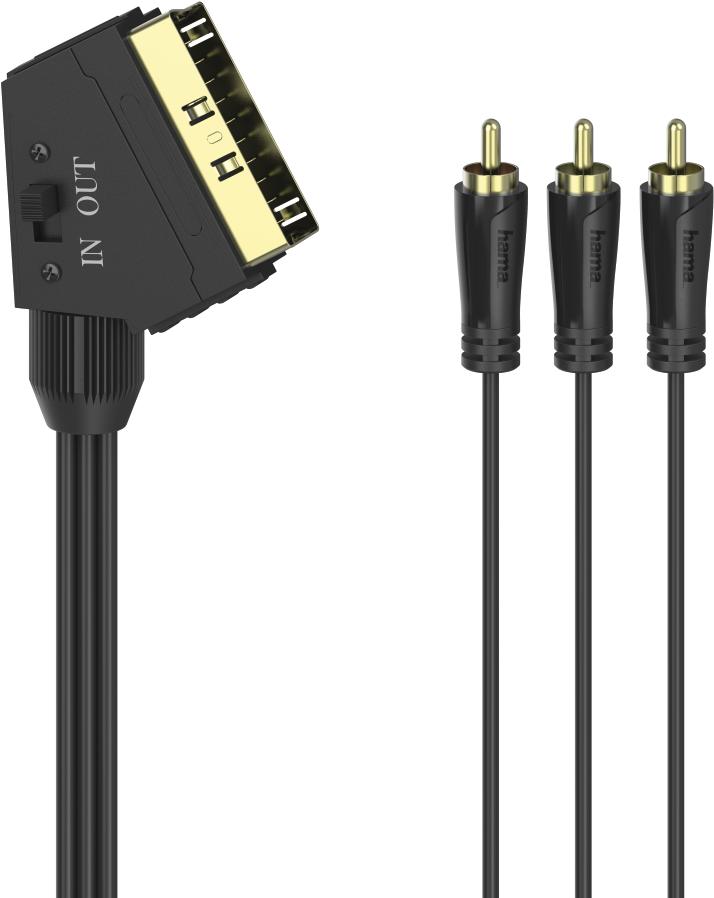 Hama Cavo 3x RCA M / Scart M 15 metri in-out connettori dorati (Hama Video Cable - Scart Male to 3x RCA Male Video/Stereo Gold-