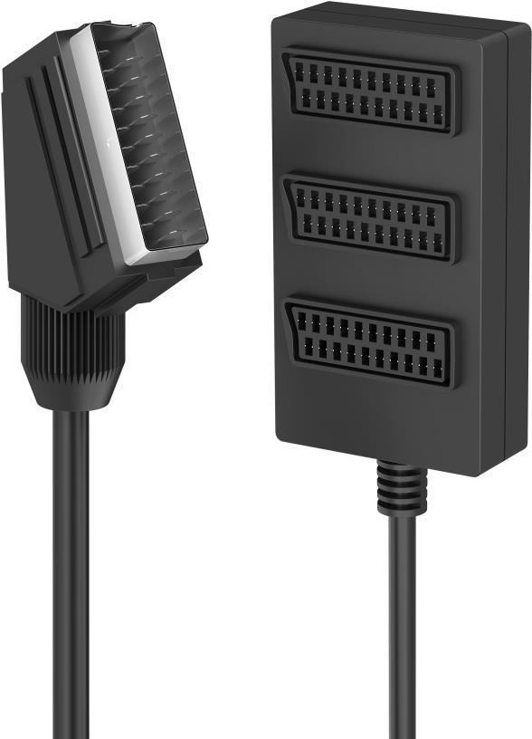 Hama 00205170 Cavo SCART 05 m SCART 10-pin 3 x SCART 21-pin Nero (Hama Scart 3-Way Splitter 0.5 Metre Cable)