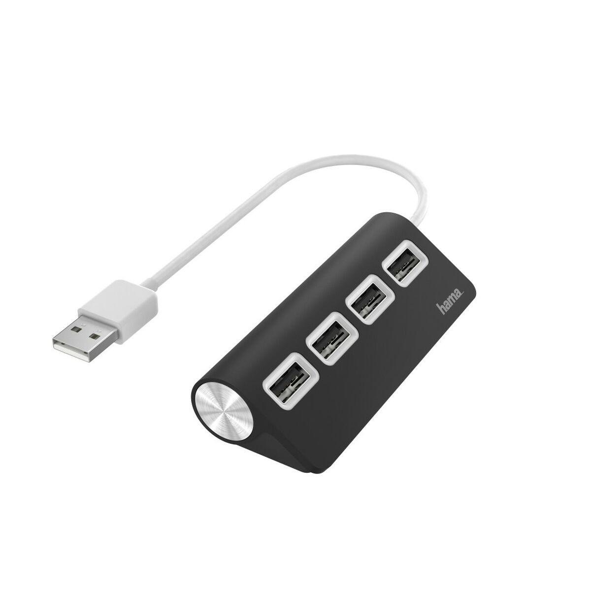 Hama Hub USB 2.0 da tavolo 4 porte cavo integrato nero (Hama External 4-Port USB 2.0 Hub USB Powered Black)