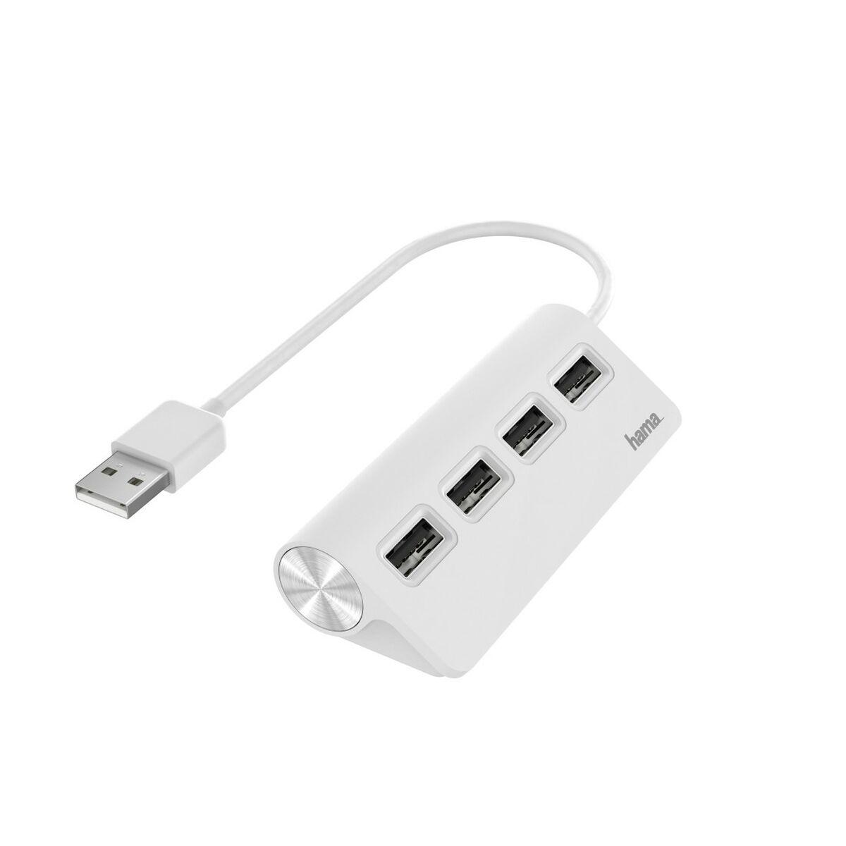 Hama Hub USB 2.0 da tavolo 4 porte cavo integrato bianco (Hama External 4-Port USB 2.0 Hub USB Powered White)