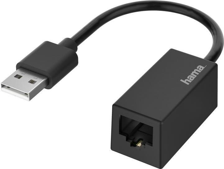 Hama Adattatore USB 2.0 M / 8p8c F [RJ 45], Fast Ethernet LAN 10/100, nero (Hama USB-A to 10/100 Ethernet Adapter)