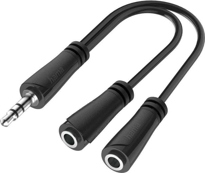 Hama 00200349 cavo audio 015 m 3.5mm 2 x 3.5mm Nero (Hama 3.5mm Jack Splitter Cable 3.5mm Jack Male to 2x 3.5mm Jack Female Bla