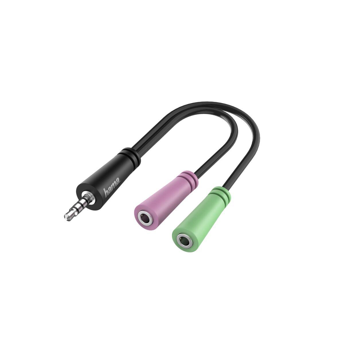Hama Adattatore Jack 35 mm 4 poli M/ 2x Jack 35 mm F per cuffie con microfono (00200352 - Pink&Green to 3.5mm Jack Cable)