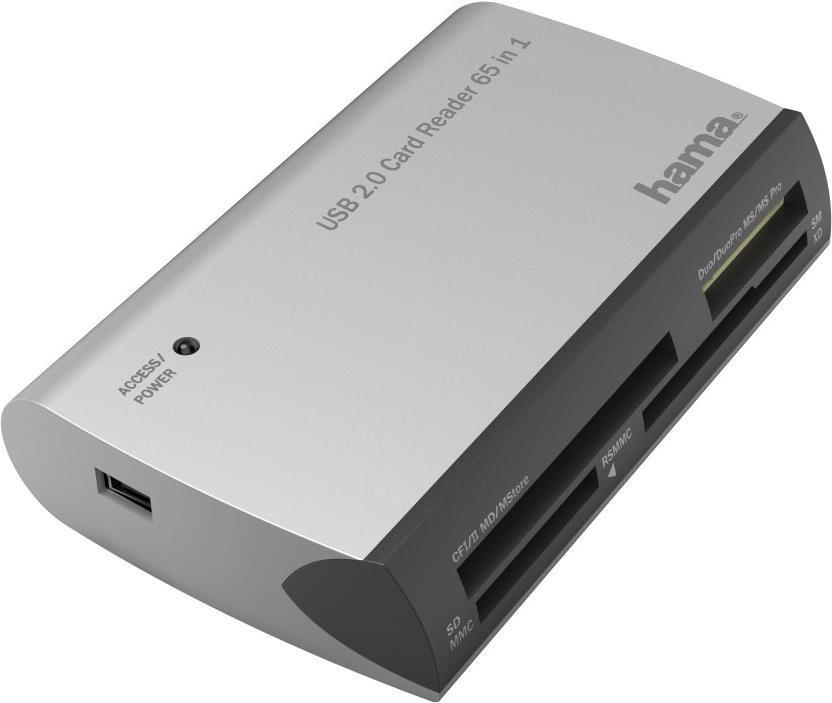 Hama All in One lettore di schede USB 2.0 Nero Argento (00200129 - Hama All in One USB Card Reader USB-A USB 2.0)