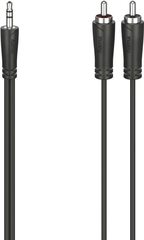 Hama Cavo 2 RCA M/Jack 3.5 mm M 3 metri nero (Hama 3.5mm Jack Plug to 2x RCA Plugs 3 Metre)