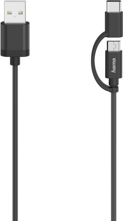 Hama 00200616 Cavo USB 075 m USB 2.0 USB A USB C/Micro-USB A nero (00200616)