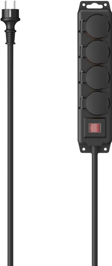 Multipresa Hama a 4 vie per esterno IP44 interruttore montaggio a parete 2 m nero (00223063)