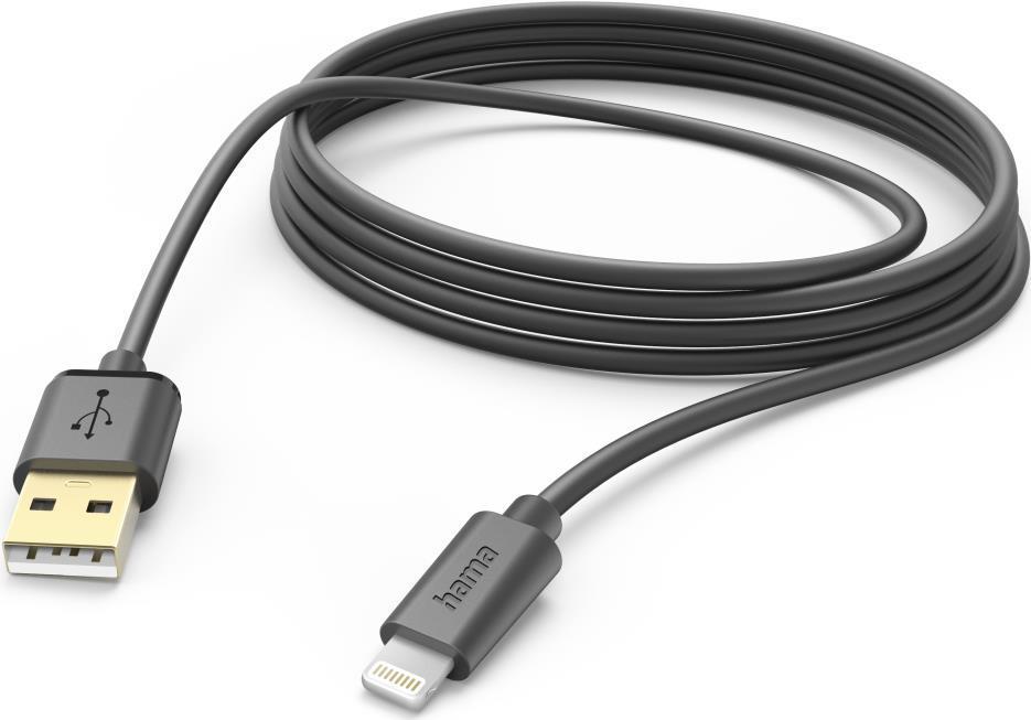 Hama Charging/Data USB-A to Lightning Cable 480Mbps 3 Metre Black