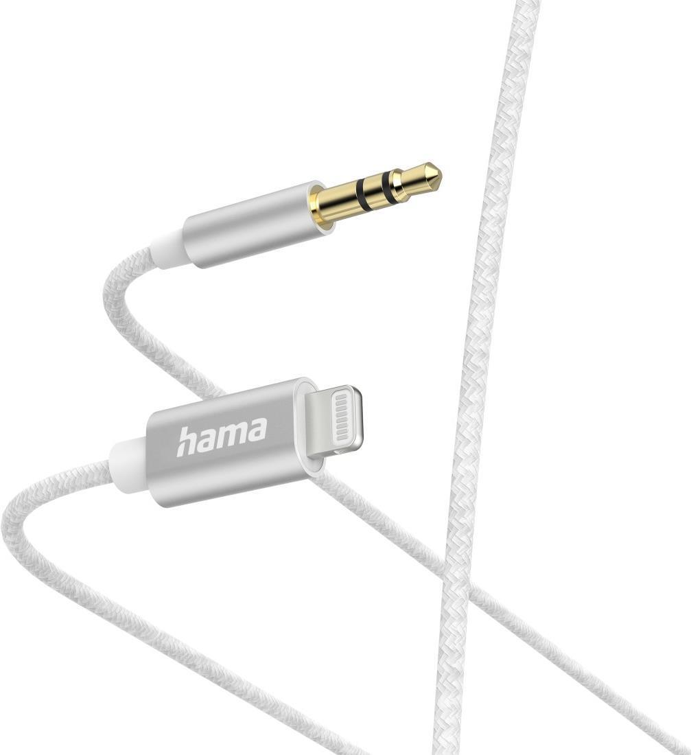 Hama 00201522 cavo Lightning 1 m Bianco (Hama Lightning Male to 3.5mm Jack Male Cable, Nylon, 1 Metre, White)