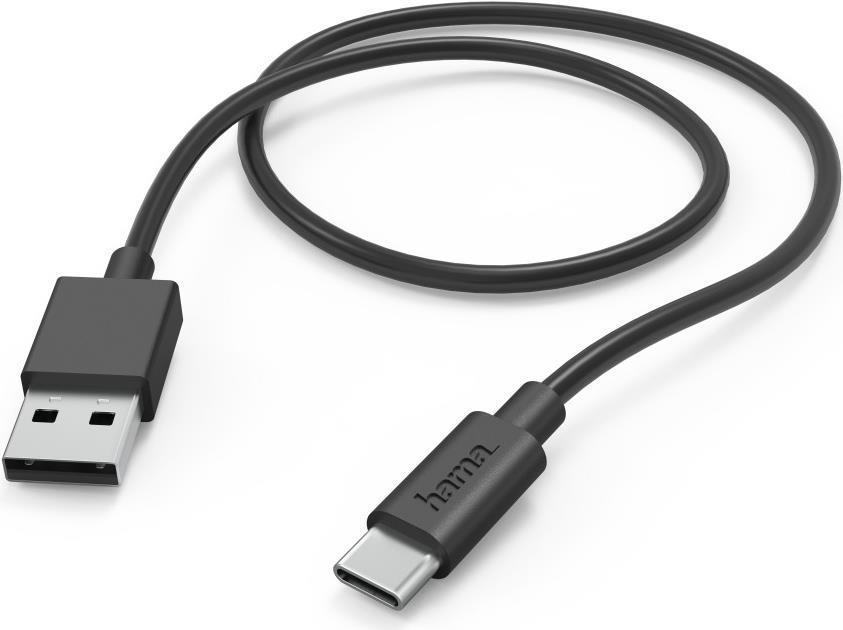 Hama USB-A to USB-C Quick Charging Cable, USB 2.0, 1 Metre, Black