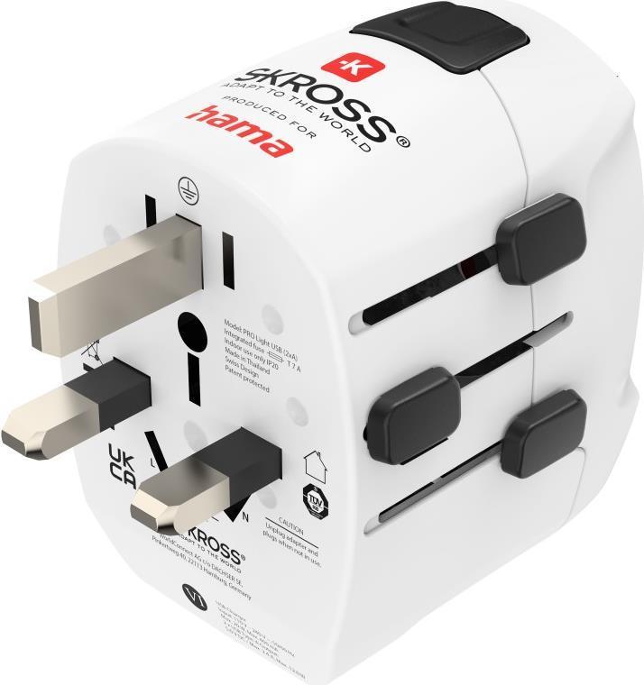 Hama World Travel Pro Light USB adattatore per presa di corrente Universale Bianco (Hama Weltreiseadapter Set World Travel)
