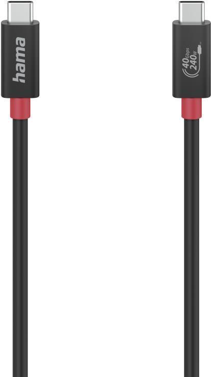Hama USB4 Gen3 40Gbps Type-C Male to Male 240W EPR Cable 5 AMP Power Delivery High-Speed Data Transfer 1 Metre Black