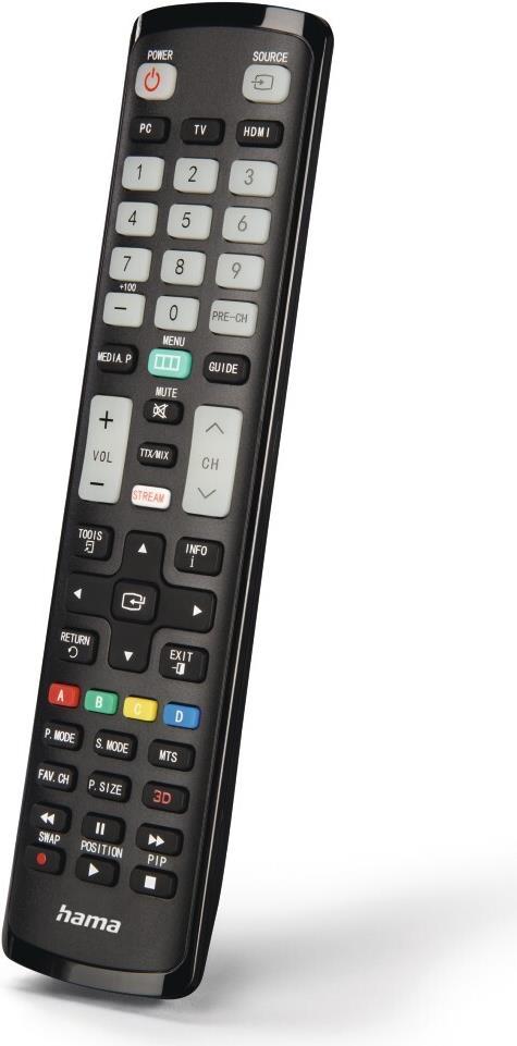 Hama Universal IR Remote Control for Samsung TVs Teachable Smart Buttons Illuminating Buttons 10m Range