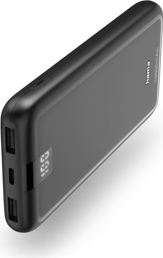 Hama Performance 10 10000mAh Fast Charge Powerbank 2x USB-A & USB-C LED Capacity Indicator Grey