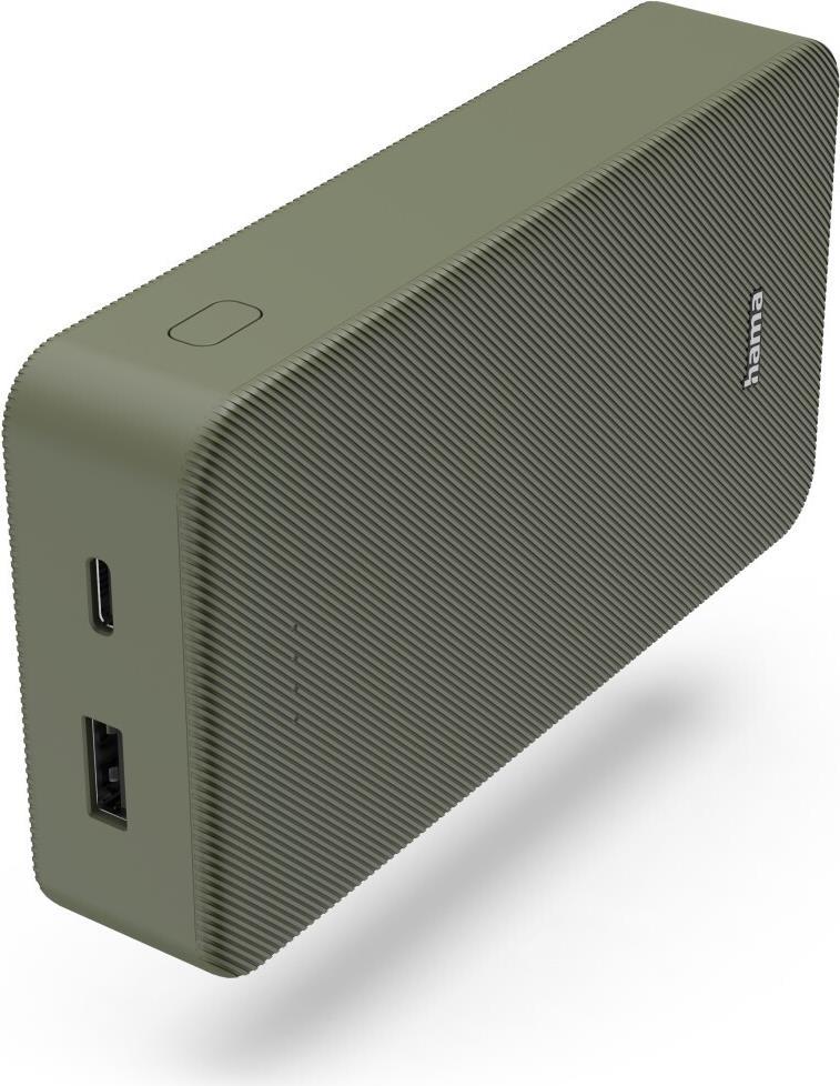 Hama Colour 20 Green 20000mAh Fast Charge Powerbank USB-A & USB-C LED Capacity Indicator