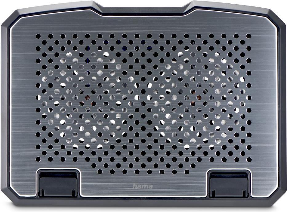 Hama Aluminium Quiet Laptop Cooler Tiltable 2 Blue LED Fans Up to 15.6 laptops Black