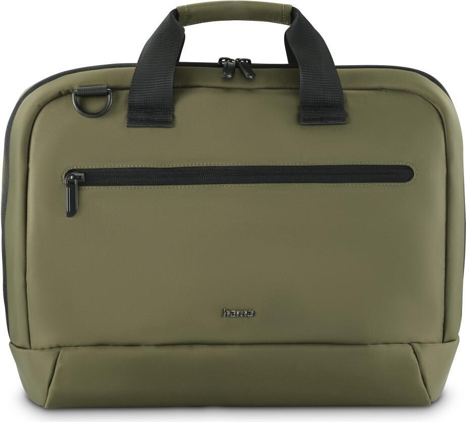 Hama Ultra Lightweight Laptop Bag Up to 16.2 Padded Compartment Front Pocket Trolley Strap Water-Repellent Eco-Friendly Olive G