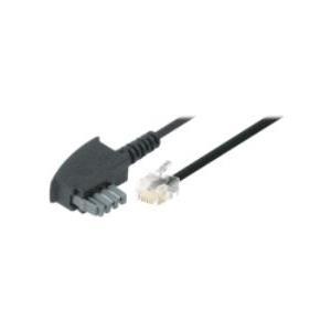 Cavo di collegamento TAE N TAE N St. / RJ11 St. (6P2C) assegnazione standard nero 60 m Per il collegamento di fax modem e segre