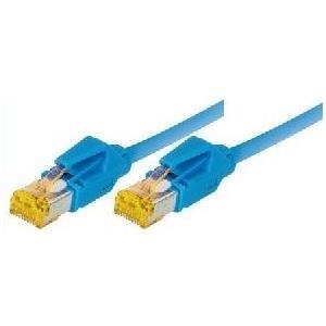 Cavo patch S/FTP PiMF Cat 6a blu 10 m per 10 Gigabit/s senza alogeni con cavo Draka e connettori Hirose TM31 (precedentemente c