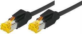 Cavo patch S/FTP PiMF Cat 6a nero 10 m per 10 Gigabit/s senza alogeni con cavo Draka e connettori Hirose TM31 (precedentemente