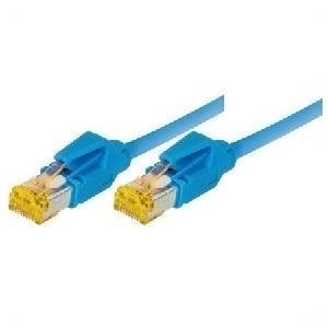 Cavo patch S/FTP PiMF Cat 6a blu 150 m per 10 Gigabit/s senza alogeni con cavo Draka e connettori Hirose TM31 (precedentemente