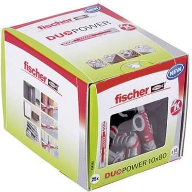 Fischer Duopower 10 x 80 - Calcestruzzo - Calcestruzzo - Calcestruzzo in schiuma - Scheda in fibra di gesso - Masonry - Board d