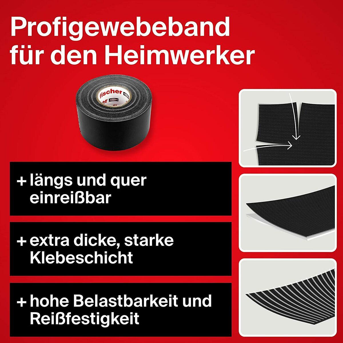 Fischer 560903 Nastro universale Nastro in tessuto resistente, 25 m x 48 mm,