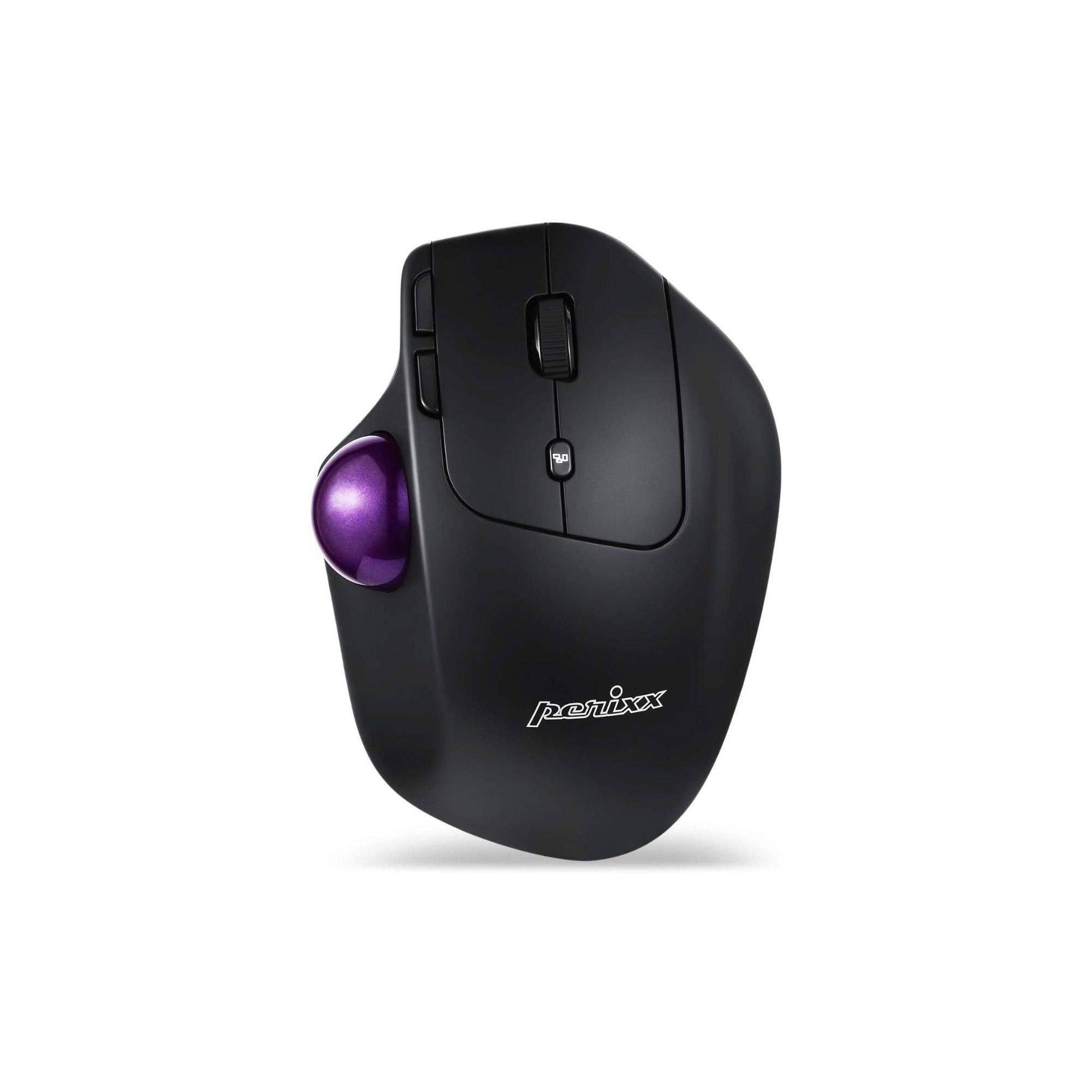 PERIXX PERIMICE-720 Free cavi 2,4 GHz e mouse trackball ergonomico Bluetooth, angolo personalizzabile, livello 2 dpi, nero (per