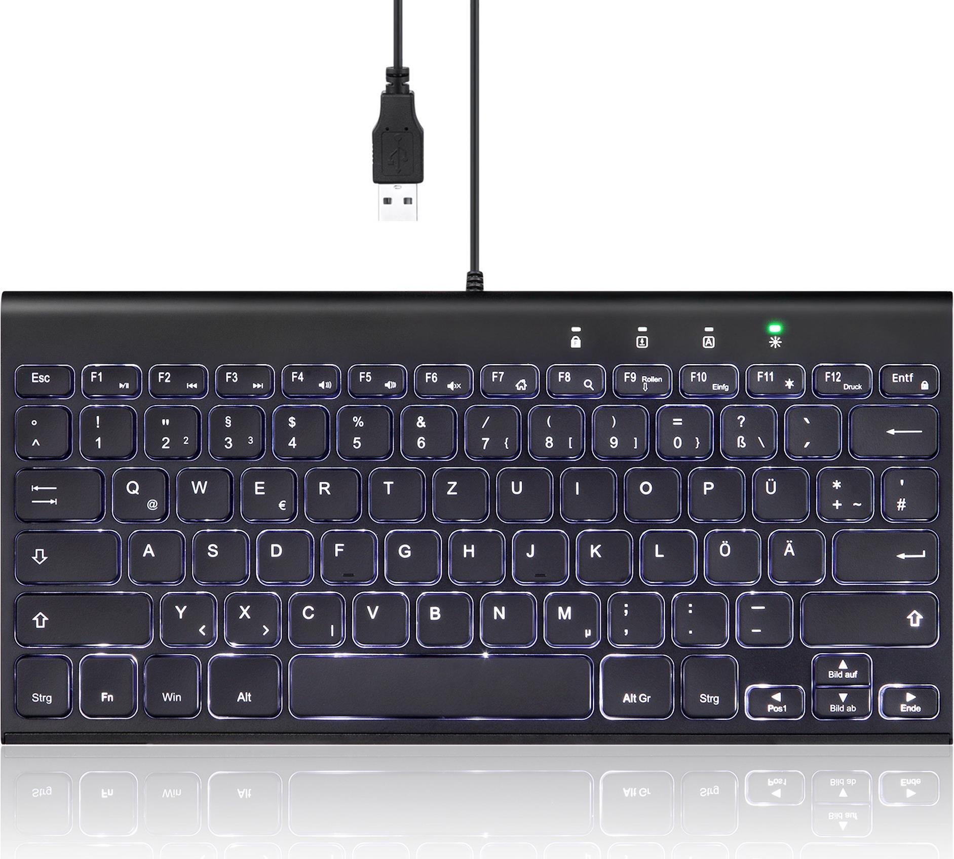 PERIXX PERIBOARD -429 DE Mini tastiera USB Wired con retroilluminazione - tastiera - touchpen - Qwertz (57150n)