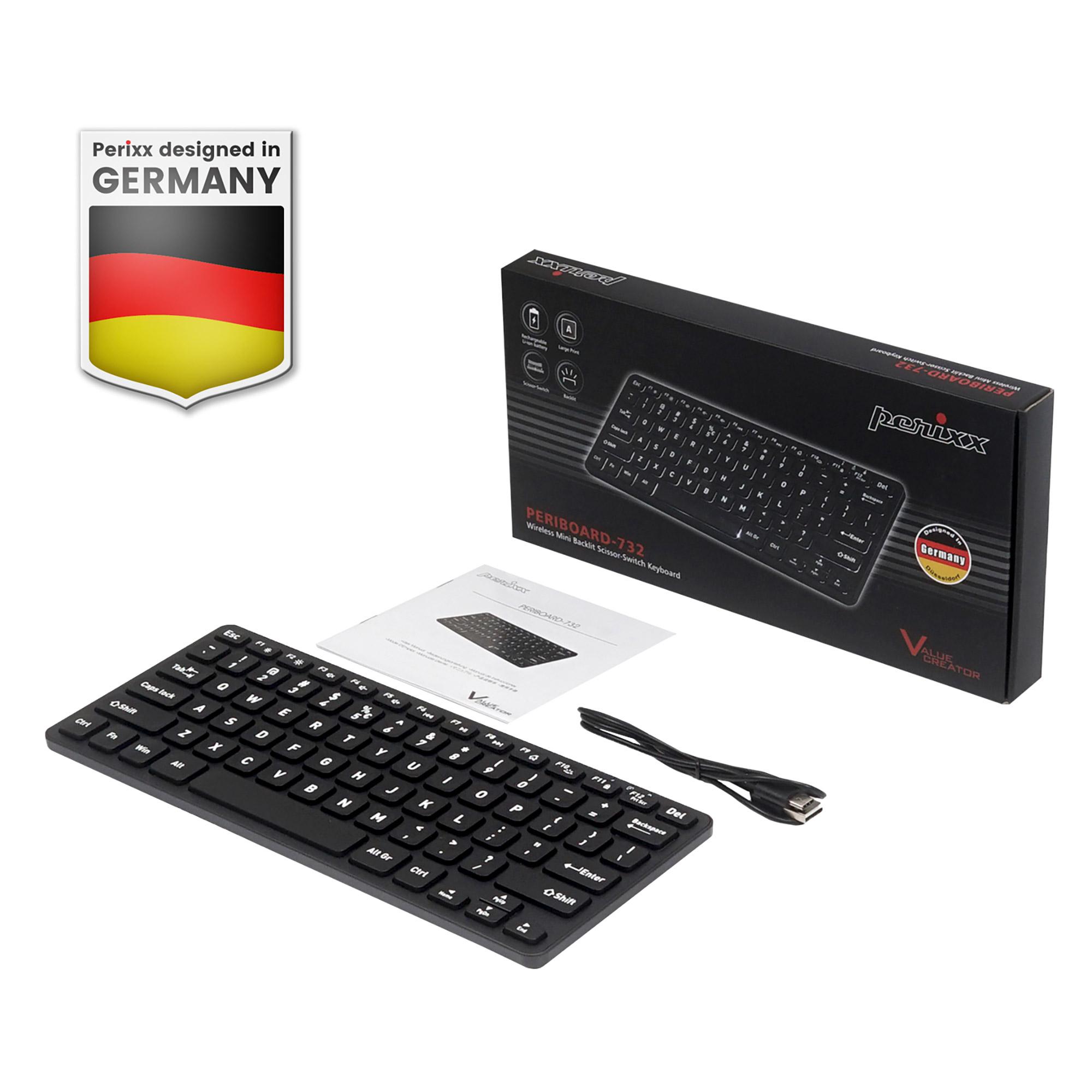 Periboard-732b de mini tastiera wireless con retroilluminazione-tastiera-qwertz (periboard-732b de)
