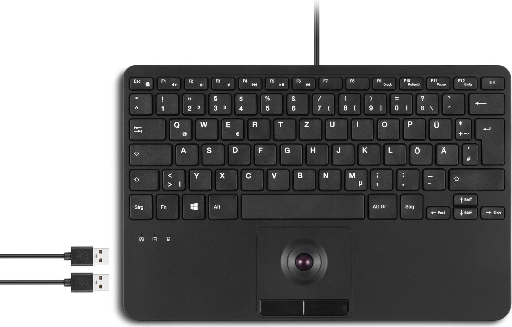 PERIXX PERIBOARD -526 H D DE MINI Tastiera USB con trackball - tasti a forbice - tastiera - touchpen - Visual - Qwertz - USB 2.