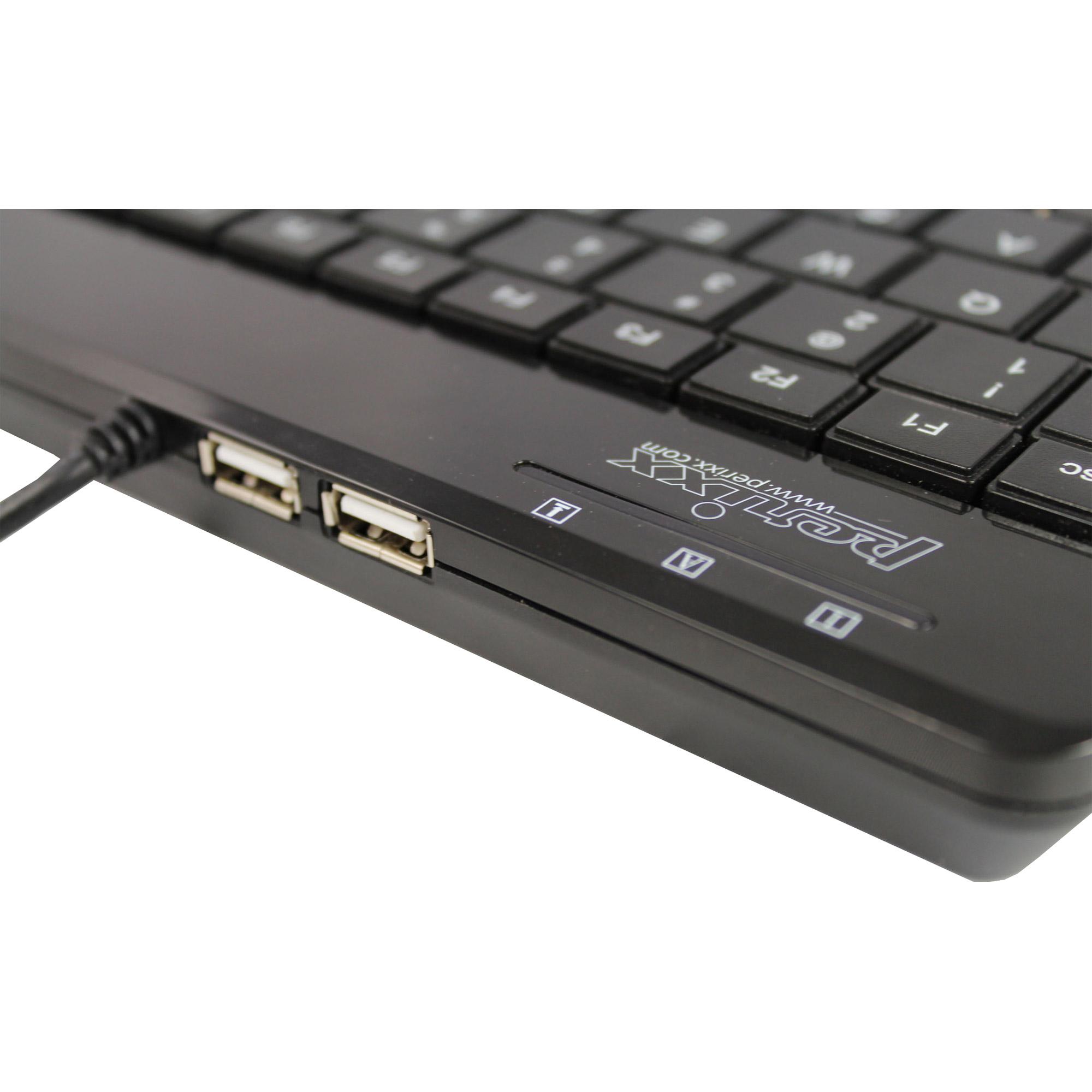 PERIXX PERIBOARD -505H Plus, tastiera cablata con trackball e 2 hub USB - Trackball 14mm - Layout Qwerty US (10970)