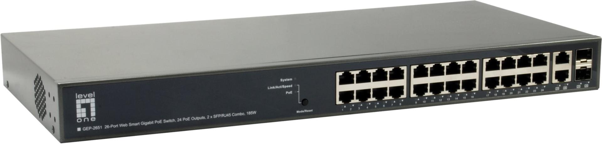 LevelOne GEP-2651 switch di rete Gestito L3 Gigabit Ethernet (10/100/1000) Supporto Power over Ethernet (PoE) Nero