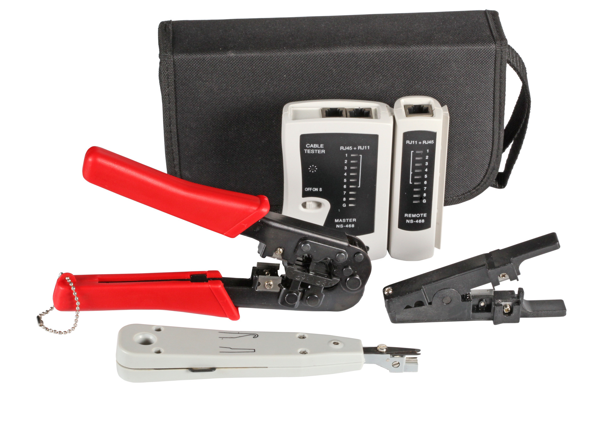 Set di strumenti per la tecnologia di rete, 4 pezzi, con borsa