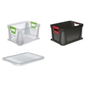 Keeeeper Storage Box "Luis", 20 litri, trasparente con manici morbidi nel colore verde, impilabile, robusto, - 1 pezzo (1006600