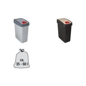 pattumiera keeeper "magne" 25 litri antracite / crema apertura a 2 vie oscillante verso il basso o aperta verso l'alto - 1 pezz