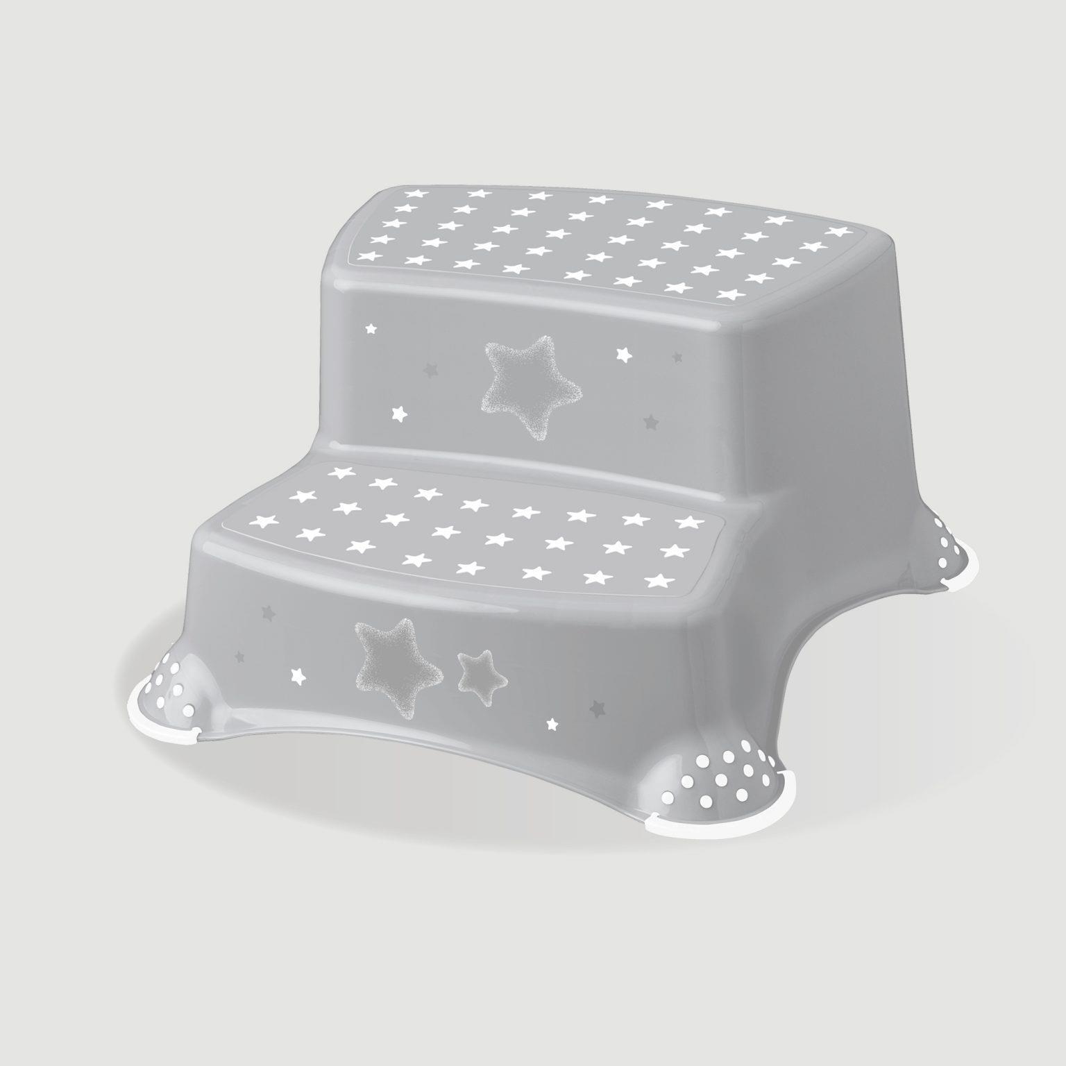 Sgabello a gradino di keeeeeeeeee "stelle" a due stadi grigio con impronta capacità di carico 120 kg con flussi anti-slip -1 r