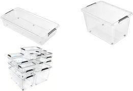 Keeeeper Storage Box/Clipbox Lars, con rulli, 60 litri di trasparente, coperchio in modo affidabile da clip laterali - 1 pezzo