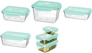 Chiesedro "Tina", con clip, tritan, 0,7 litri può trasparente / coperchio acquamarina, materiale: pp / tritan, - 1 pezzo (1113