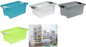 Scatola di stoccaggio keeeper "Cornelia", 4 litri, trasparente grigio cristallino, con coperchio, coperchio con chiusura scorre