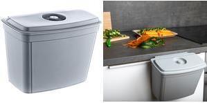 Secchio per rifiuti da cucina Keeeper "Milan", per impiccagione, 4 litri di colore: grigio nordico, con coperchio, materiale: p