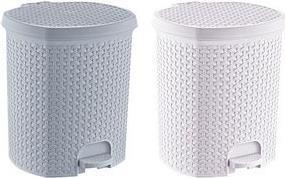 Secchio per rifiuti di keeeper tret "tjark", 21 litri, bidone dei rifiuti a pedale grigio nordico, look da rattan, con pedale,