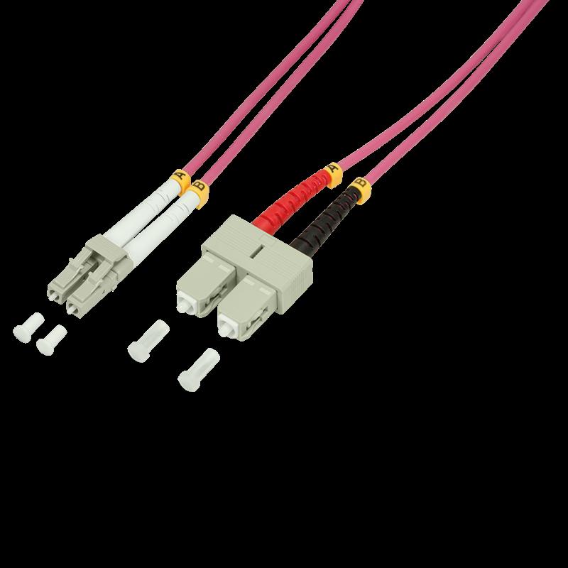 LOGILINK - Cavo patch - LC Multi -Mode (M) a SC Multi -Mode (M) - 2 m - Fibra di vetro - 50/125 Micrometro - OM4 - alogeno -fre